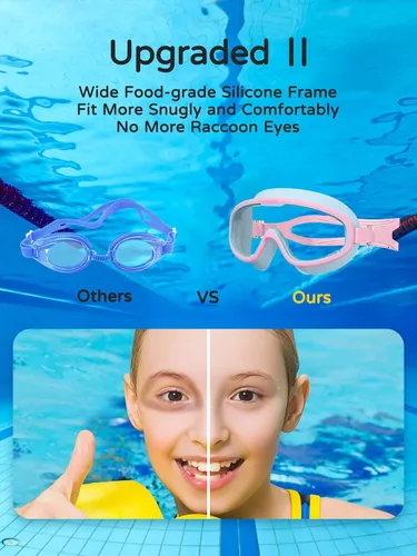 Vista 3 de COPOZZ Gafas de natación para niños de 8 a 12 años, visión amplia para jóvenes, antiniebla, sin fugas, gafas de natación transparentes para niños