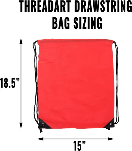Vista 3 de Threadart Mochilas con cordón Paquete de 10 Saco deportivo de cuerda Gimnasio, almacenamiento y viajes Grande 15 x 18.5 pulgadas, Amarillo Neón