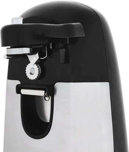 Vista 2 de Amazon Basics - Abrelatas eléctrico 3 en 1, abridor de botellas y afilador de cuchillos, con cuchilla de acero inoxidable, soporte magnético