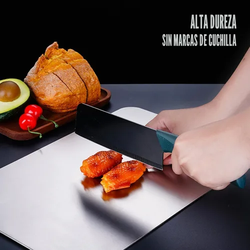 Vista 7 de Tabla de cortar de titanio - Nueva mejora 2025 Tablas de cortar 100% puras de titanio para cocina de doble cara, tabla de cortar Titanware, apta