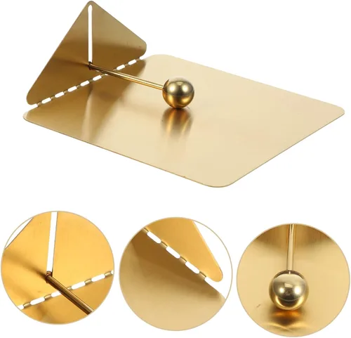 Vista 3 de Servilletero dorado para mesa de metal rústico con brazo pesado para cocina, comedor