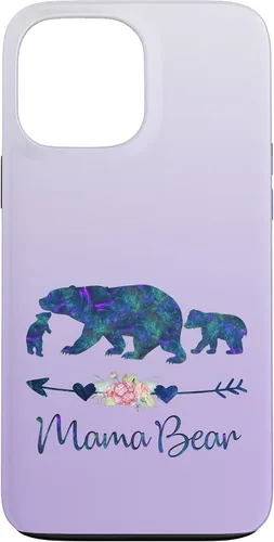 Vista 24 de Teal Blue Purple Floral Mama Bear and Two Cubs Silver Purple Case for iPhone 17