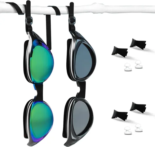 Vista 9 de Gafas de natación, paquete de 2 gafas de natación antivaho, anti-UV, sin fugas, adultos, hombres, mujeres y jóvenes Negro+recubrimiento Negro