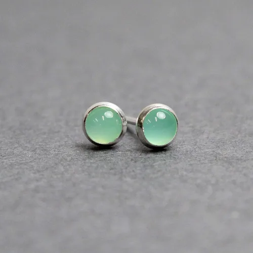 Vista 19 de Aretes de tuerca con piedras preciosas para mujeres y niñas, bisel redondo de 0.157 in de plata esterlina 925