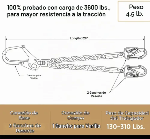 Vista 7 de Conjunto de cadena de posicionamiento de barra de refuerzo AFP con gancho giratorio (aluminio)
