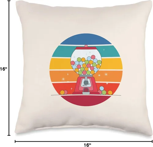 Vista 4 de Hundredth Monkey Lifestyle Tees Rainbow Sunset Gumball Machine Candy Retro Throw Pillow 16x16, Multicolor