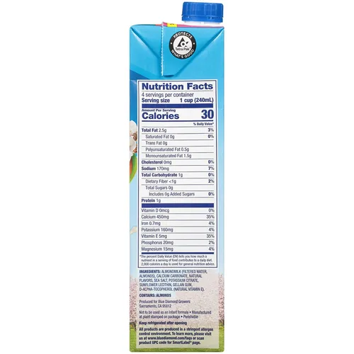 Vista 2 de Almond Breeze Leche de almendras sin lácteos, vainilla sin azúcar, 32 onzas (paquete de 6)