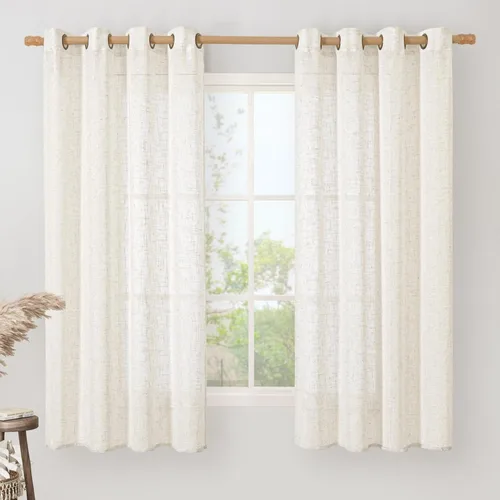 Vista 93 de LAMIT Cortinas de lino marrón caramelo para sala de estar, 84 pulgadas, de lino sintético, texturizado, filtrante de luz, paneles de privacidad