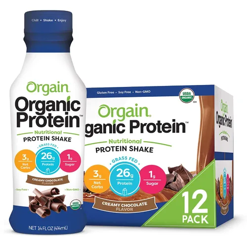 Vista 2 de Orgain Batidos de proteínas orgánicos y limpios, chocolate cremoso (paquete de 12)