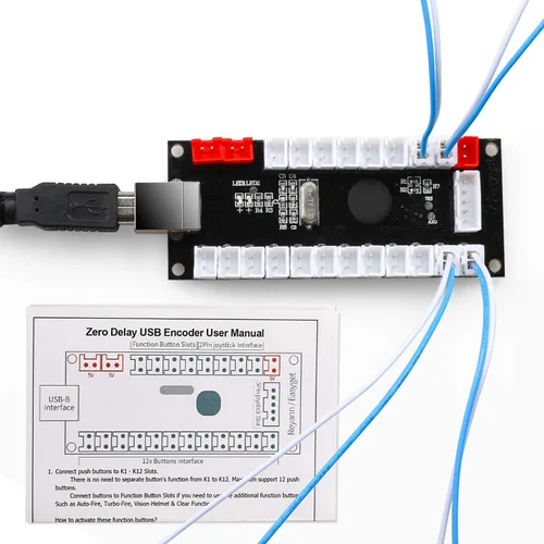 Vista 6 de Z ZOTHINGTON Zero Delay USB Encoder PC to HAPP JoystickHAPP Arcade Button for PC, MAME, Raspberry Pi, Arcade1Up - Three 5V Power Output for led