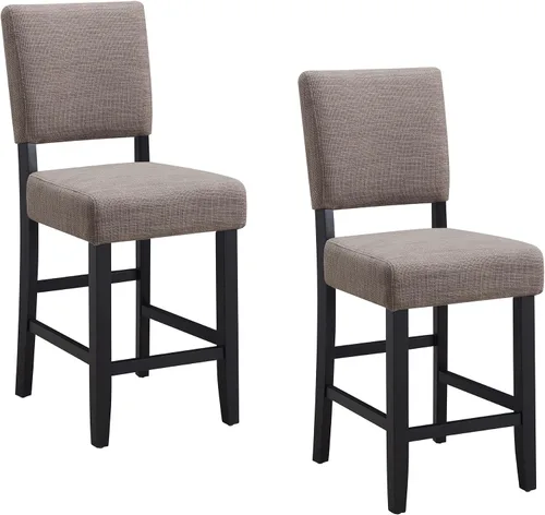 Vista 9 de Leick Home Calton Taburete de mostrador, con asiento giratorio, para cocina o comedor, piel sintética negra y piedra gris, paquete de 2, 10118GS/BL