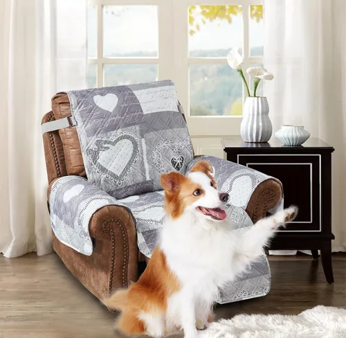 Vista 19 de Brilliant Sunshine Blue Toile Funda Acolchada con Quilted para Silla, 23 pulgadas de Ancho de Asiento, Protector de Muebles Antideslizante, Correa