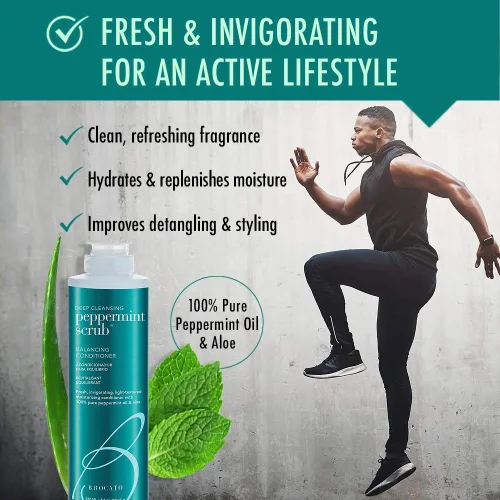 Vista 3 de Brocato Acondicionador equilibrante de menta exfoliante, 8.5 onzas Acondicionador hidratante ligero con aceite de menta puro mejorado desenredante