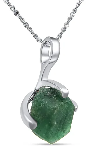 Vista 25 de Collar de cadena con colgante de piedra preciosa natural en bruto con oro blanco sobre plata de ley 925, piedra natal delicado regalo solitario