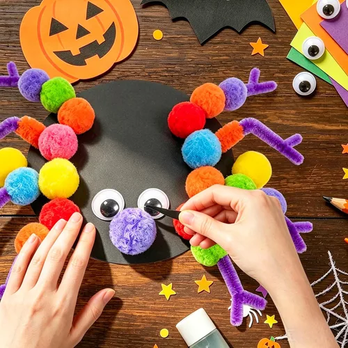 Vista 6 de 100 pompones multicolores, bolas de pompones suaves para manualidades