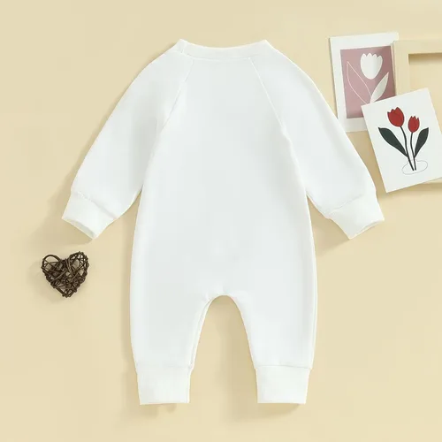 Vista 4 de FIOMVA Newborn Baby Boys Mr.Streal Your Heart Sweatshirts Rompers Valentine's Day Outfits Long Sleeve Onesie Jumpsuit