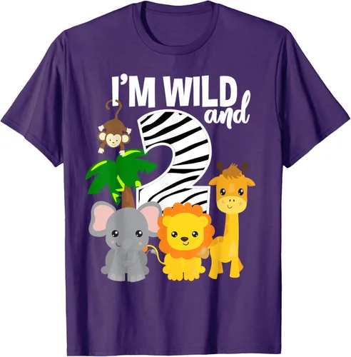 Vista 59 de Camiseta de cumpleaños con temática de zoológico de I'm Wild and 2, Negro, S