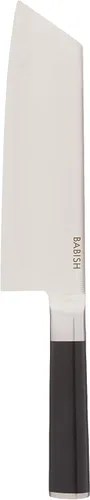 Vista 6 de Babish Wok de fondo plano de acero al carbono y sartén para freír, 14 pulgadas y cubiertos de acero alemán 1.4116 de alto carbono, cuchillo de llave