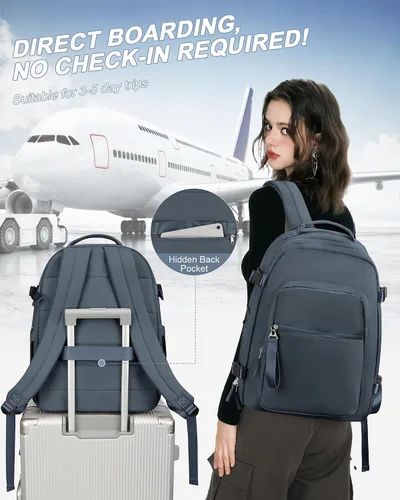 Vista 6 de UPPACK Mochila de viaje grande para mujeres y hombres, mochila de transporte para aviones, mochila de viaje para mujer, mochila de gimnasio