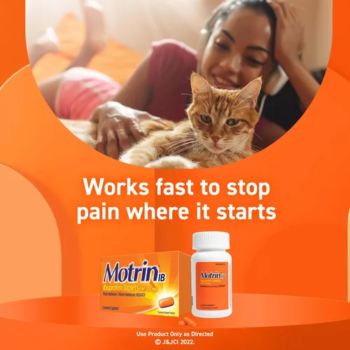 Vista 5 de Motrin IB Ibuprofeno 200mg Comprimidos, Aliviador de Dolor y Fiebre para Dolor de Cabeza, Dolor de Espalda, Dolores Musculares, Dolor Menstrual