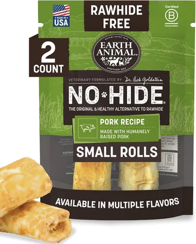 Vista 23 de Earth Animal No Hide - Masticables sin cuero para perros pequeños, sabor a tocino y queso de hamburguesa de la parrilla, libres de cuero crudo - 6