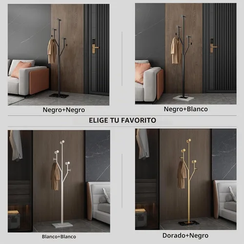 Vista 6 de JIAYUEJU Perchero independiente Perchero árbol para entrada dormitorio En forma de árbol, fácil montaje, ahorra espacio, resistente, marco