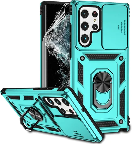 Vista 13 de Funda para Samsung Galaxy S22 Ultra con cubierta para lente de cámara, protector de pantalla HD, probado contra caídas de grado militar, soporte
