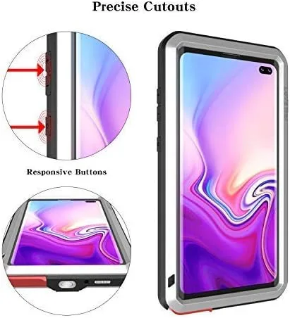 Vista 4 de LOVE MEI Funda militar resistente para Samsung Galaxy S10 Plus, con protector de pantalla de vidrio templado, a prueba de golpes, a prueba de polvo