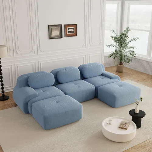 Vista 104 de Sofás modulares sin hueso de 152.8 pulgadas para sala de estar, sofá modular con diván en forma de L, cómodo asiento profundo tapizado de tela