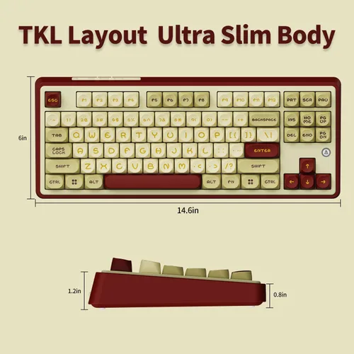 Vista 6 de ×AJAZZ AK870 TKL Estructura de junta de 87 teclas Teclado mecánico intercambiable en caliente de tecla completa Tipo-C2.4GBT 5.1, batería