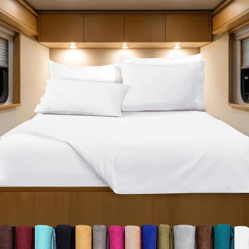 Vista 95 de Elegant Comfort Lujoso juego de sábanas de microfibra de alta calidad 1500 hoteleras bordadas de tres líneas más suaves de 4 piezas, resistente a