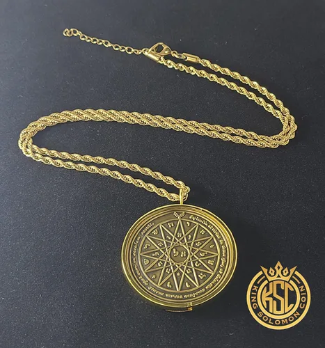 Vista 5 de Cuarto Pentáculo de Mercurio + 72 nombres de Dios + 1FitAll King Salomon Moneda bisel de kabbalah Seal Talismán Collar, Metal, no conocido