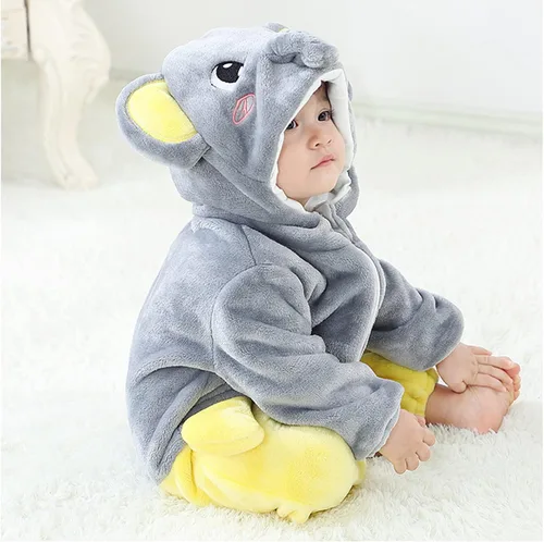 Vista 8 de Traje unisex de franela con capucha para bebé, diseño de animal