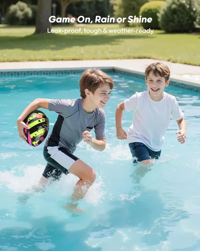 Vista 4 de QPAU Balón de Fútbol Impermeable, Paquete de 2 de 10 Pulgadas Juegos al Aire Libre para Adultos y Niños, Divertidos Juguetes de Piscina y Accesorios