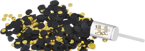 Vista 4 de Beistle Push Up - Paquete de 16 juguetes de confeti negros y dorados y tubos de celebración de confeti metálico para fiestas, eventos, Año Nuevo