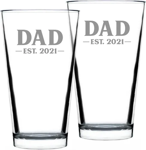 Vista 13 de Dad Est 2023 - Regalo de Vaso de Pinta para Nuevo Padre Primerizo - Vasos Llamativos de 16 Oz Bevvee Dad gift ideas for fathers, husbands and