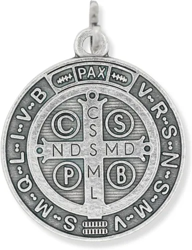 Vista 3 de Caritas et Fides Paquete a granel de 3 medallas redondas de San Benito católicas poderosas protección contra el mal y la adicción 1 14 pulgadas