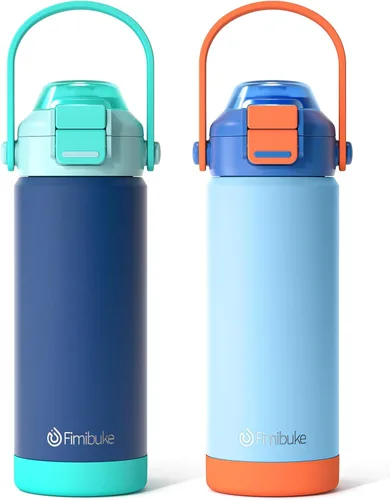 Vista 14 de Botella de agua aislada para niños con pop-open pajita y pico 2-en-1, botella de agua aislada de 14 onzas para niños, botella de acero inoxidable