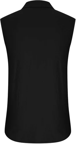 Vista 4 de Camisas sin mangas con botones para hombre, algodón y lino, para verano, playa, básica, casual, color liso, con bolsillos