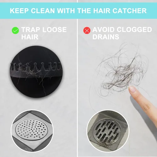 Vista 3 de Colector de cabello con succión para montaje en pared, 2 piezas, trampa para drenaje de ducha, recolector de pelo reutilizable para pared de ducha