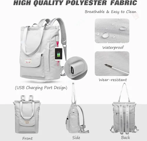 Vista 6 de FANDARE Mochila unisex Bolsas de hombro casuales con puerto de carga USB Equipaje, Negro), CC-AR004