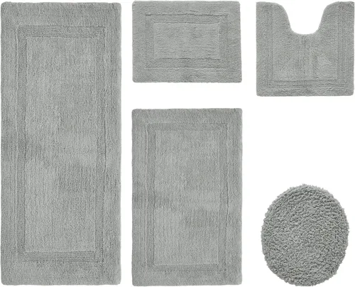 Vista 167 de Better Trends - Juego de 2 alfombras de baño 100% algodón, extra suaves, con borlas, de 17" x 24", alfombra de baño superabsorbente y reversible