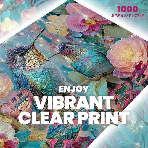Vista 2 de Rompecabezas para adultos de 1000 piezas de animales de colibrí 2Colorful Colibríes