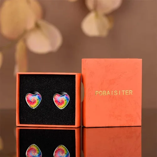 Vista 6 de 2 medidores de oreja de acero inoxidable con forma de corazón para orejas