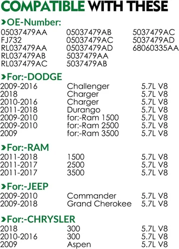 Vista 2 de Inyectores de combustible SZKAIDAG Hemi 5.7L se adapta a: Dodge para: RAM 1500 Charger Durango Challenger, para:-Jeep Commander Grand Cherokee