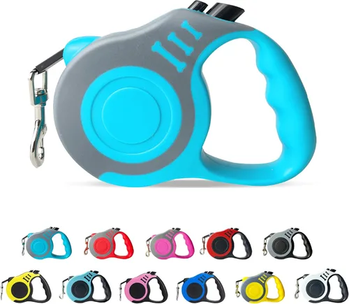 Vista 44 de Correa retráctil para perros pequeños y medianos, automática, telescópica, cinta para mascotas de 10/16 pies, duradera y práctica, con asa A1- rosa