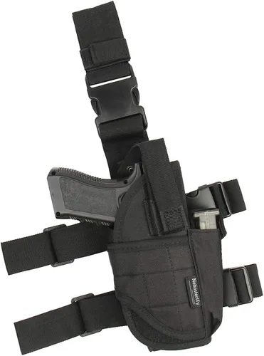 Vista 6 de Nehostertfy Funda de pierna caída para pistola, para diestros, táctica, para muslo, airsoft, pistola, ajustable, actualización Negro(Black Left)
