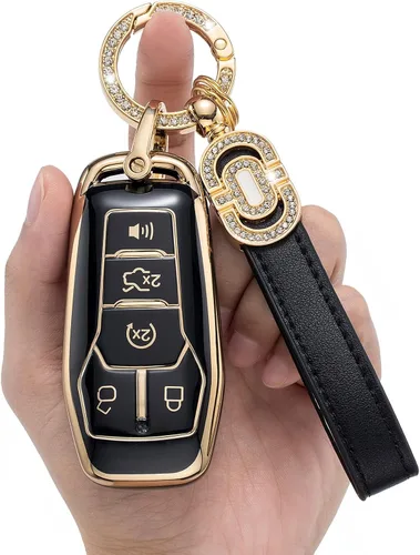 Vista 5 de Funda para llavero de TPU adecuada para Ford F150 F250 F350 F450 F551 Edge Explorer Smart Key Fob, Modelo A (negro).