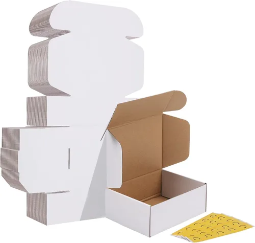Vista 25 de HORLIMER Paquete de 40 cajas de envío de 5 x 5 x 5, caja de cartón corrugado blanco para correo, embalaje, pequeñas empresas