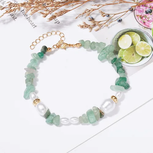 Vista 3 de Collar de cristal de cornalina de perlas bohemias de cristal transparente verde Gargantilla de piedra irregular natural turquesa collar de cuentas